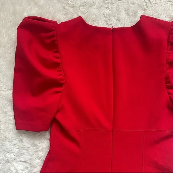 Likely Alia Dress Fit & Flare Puff Sleeve Mini in Scarlet Red Sz 8 NWT New - Picture 5 of 12